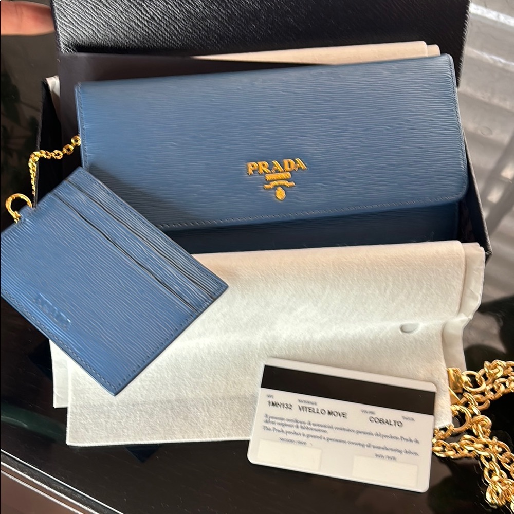 Prada Blue Wallet and Card Holder Set